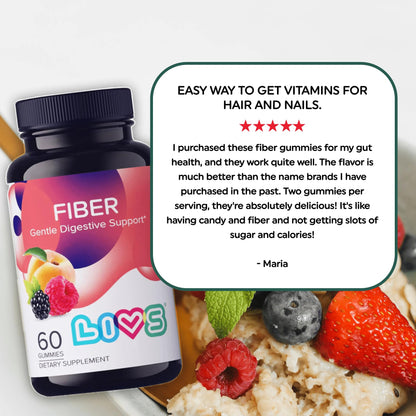 LIVS Fiber Gummies for Adults – Promote Digestive Support & Regularity | Gut Health & Smooth Digestion | Plant-Based Prebiotic | Non-GMO Fiber Supplement - dailyvitalstore