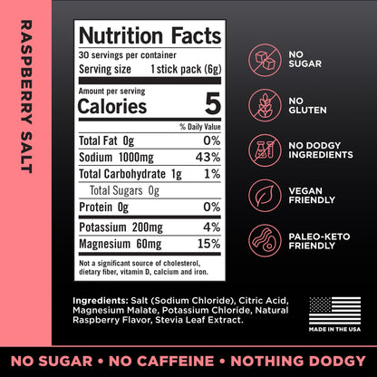 LMNT Zero Sugar Electrolytes - Raspberry Salt | Drink Mix | 30-Count - dailyvitalstore