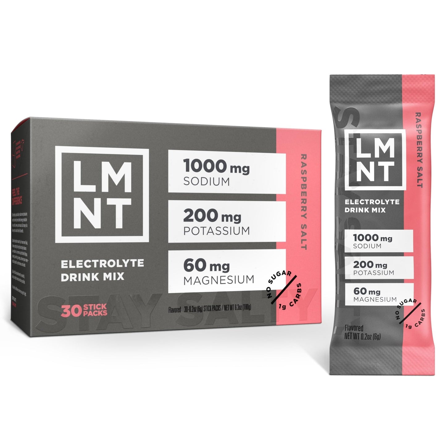 LMNT Zero Sugar Electrolytes - Raspberry Salt | Drink Mix | 30-Count - dailyvitalstore