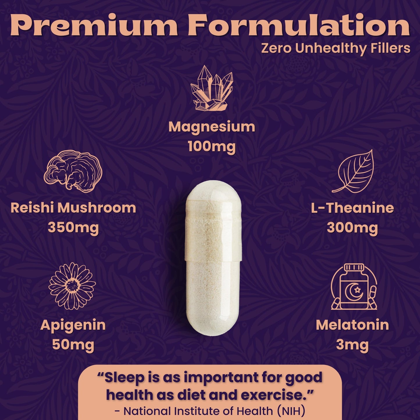 Local Nutrition Natural Sleep Aid with Magnesium Glycinate, Reishi Mushroom Extract, L-Theanine, Apigenin, and Melatonin - Sleep Supplement for Adults Seeking Deep Rest - 60 Capsules, Made in The USA - dailyvitalstore