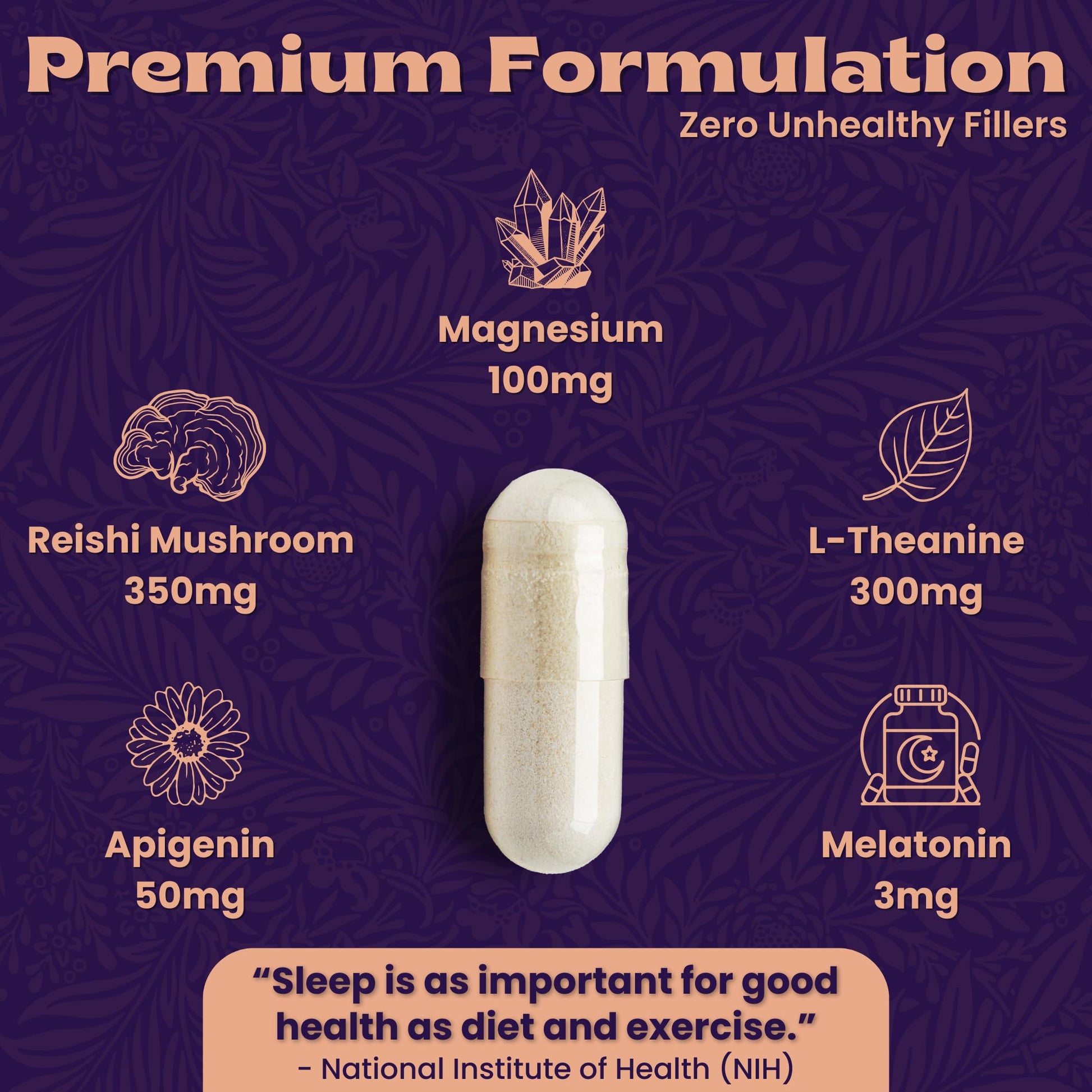 Local Nutrition Natural Sleep Aid with Magnesium Glycinate, Reishi Mushroom Extract, L-Theanine, Apigenin, and Melatonin - Sleep Supplement for Adults Seeking Deep Rest - 60 Capsules, Made in The USA - dailyvitalstore