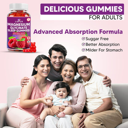 Lofux Magnesium Glycinate Gummies 400mg, Sugar Free Magnesium Gummies for Adults Women, Men, Chewable Supplement Gummy with L-Threonate, Vitamin D, B6, CoQ10 - for Calm, Sleep, Body Relaxation, 120 Ct - dailyvitalstore