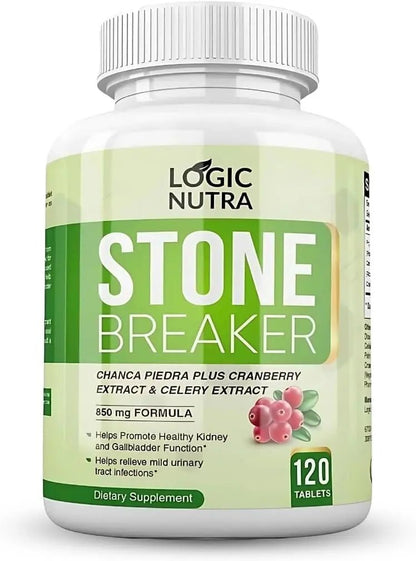 Logic Nutra Chanca Piedra Kidney Stone Breaker 120 Tablets 800 mg - Maximum Strength for Gallbladder & Urinary Cleanse with Phyllantus Niruri, Celery Seed Extract & Cranberry Extract - dailyvitalstore