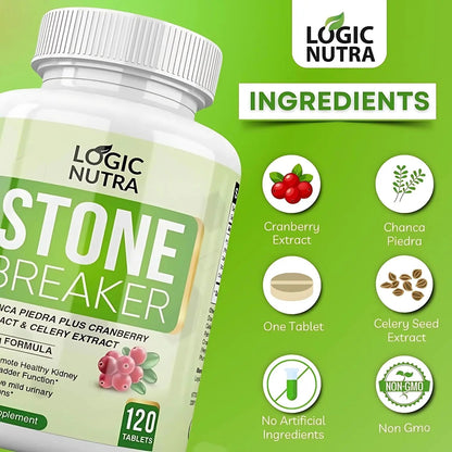 Logic Nutra Chanca Piedra Kidney Stone Breaker 120 Tablets 800 mg - Maximum Strength for Gallbladder & Urinary Cleanse with Phyllantus Niruri, Celery Seed Extract & Cranberry Extract - dailyvitalstore