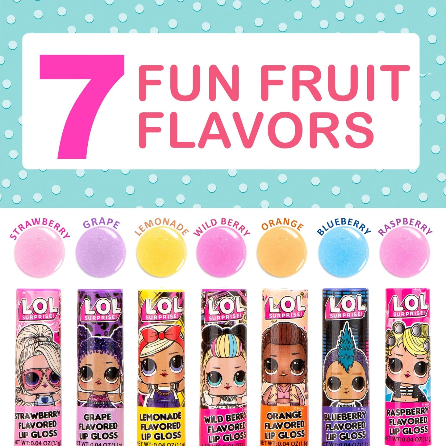 L.O.L Surprise 7-Pack Lip Gloss for Girls, Lol Lip Gloss - dailyvitalstore