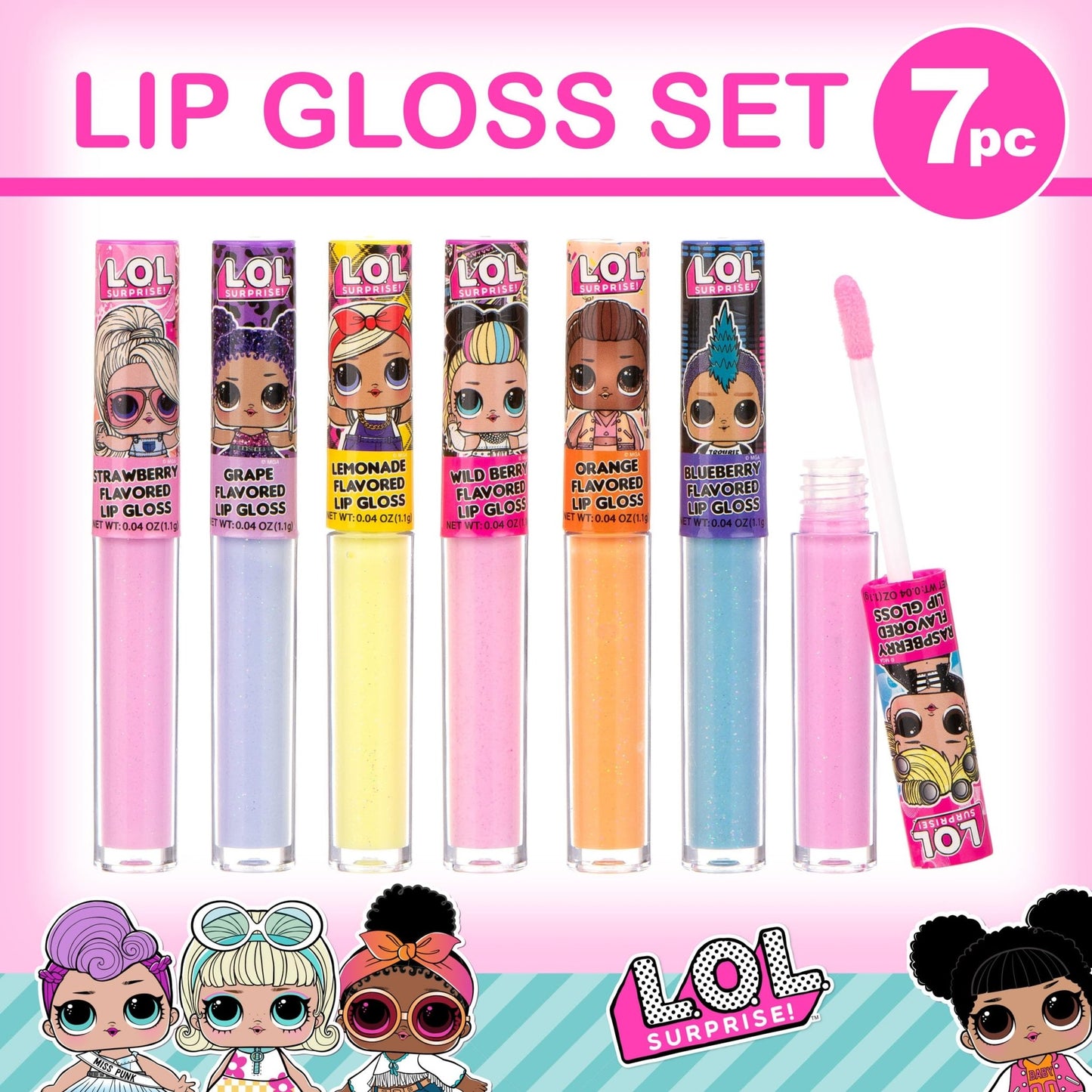 L.O.L Surprise 7-Pack Lip Gloss for Girls, Lol Lip Gloss - dailyvitalstore