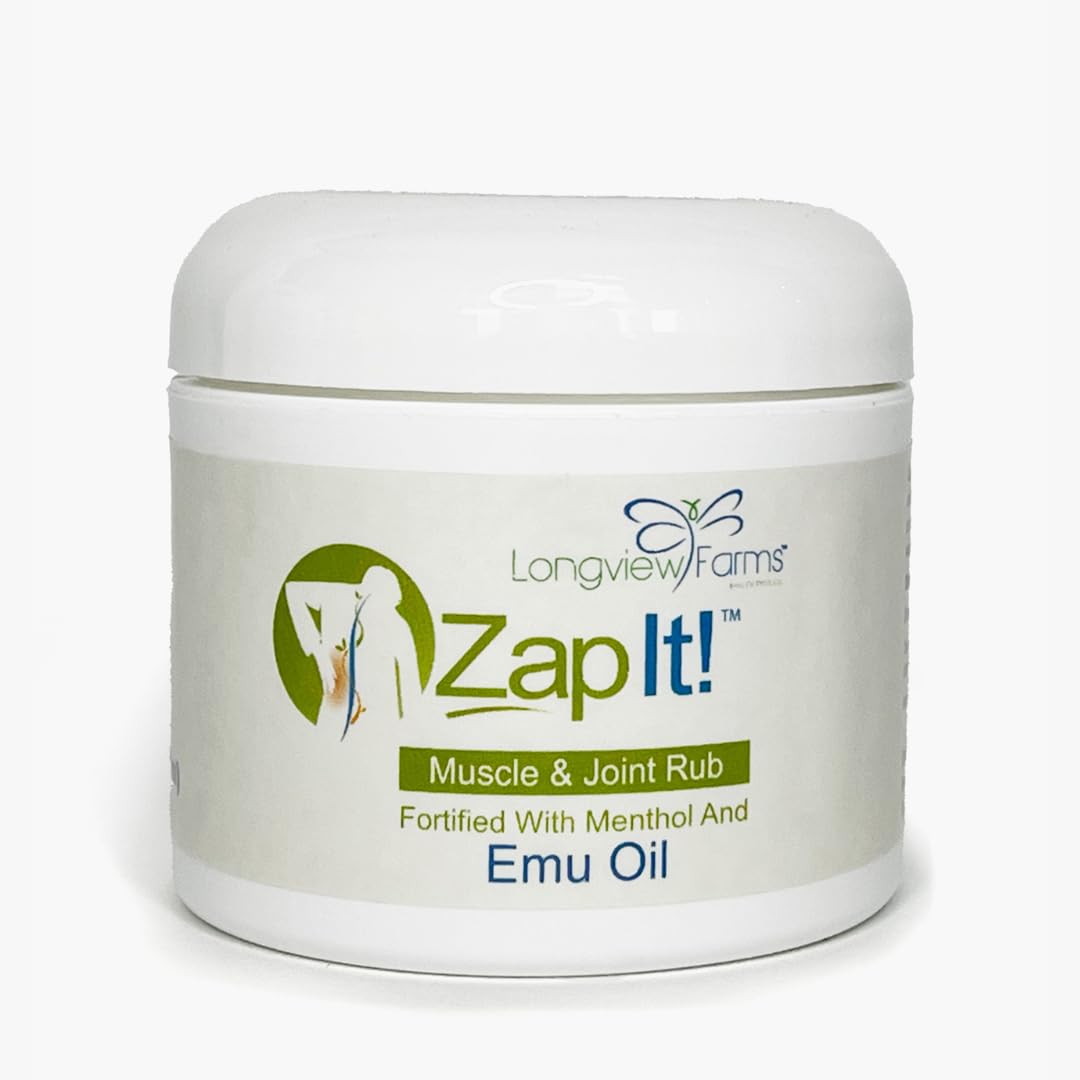 Longview Farms® Zap It! Muscle and Joint Therapy Cream– Fast-Absorbing Full Body Formula for Neck, Back, Legs, and feet and Knee Muscle Aches, Joint Discomfort, with Emu Oil(4 oz. Jar) - dailyvitalstore