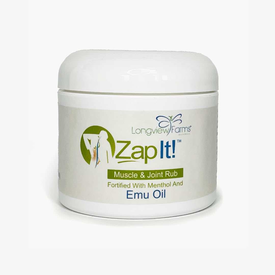 Longview Farms® Zap It! Muscle and Joint Therapy Cream– Fast-Absorbing Full Body Formula for Neck, Back, Legs, and feet and Knee Muscle Aches, Joint Discomfort, with Emu Oil(4 oz. Jar) - dailyvitalstore