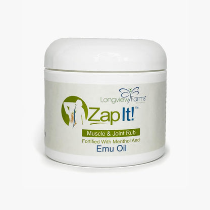 Longview Farms® Zap It! Muscle and Joint Therapy Cream– Fast-Absorbing Full Body Formula for Neck, Back, Legs, and feet and Knee Muscle Aches, Joint Discomfort, with Emu Oil(4 oz. Jar) - dailyvitalstore