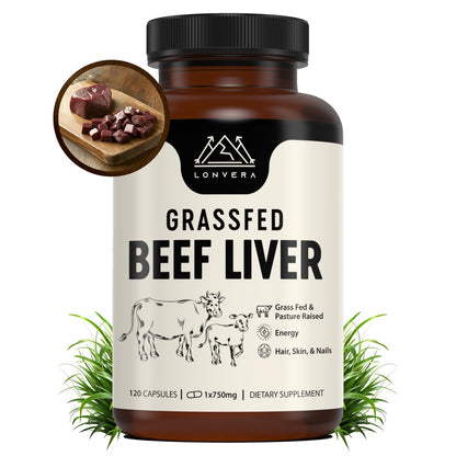 Lonvera Grass Fed Beef Liver Capsules for Women and Men – 3000mg Freeze Dried Desiccated Organs – Nutrient Source for Joints, Bones, Hair, Skin - dailyvitalstore