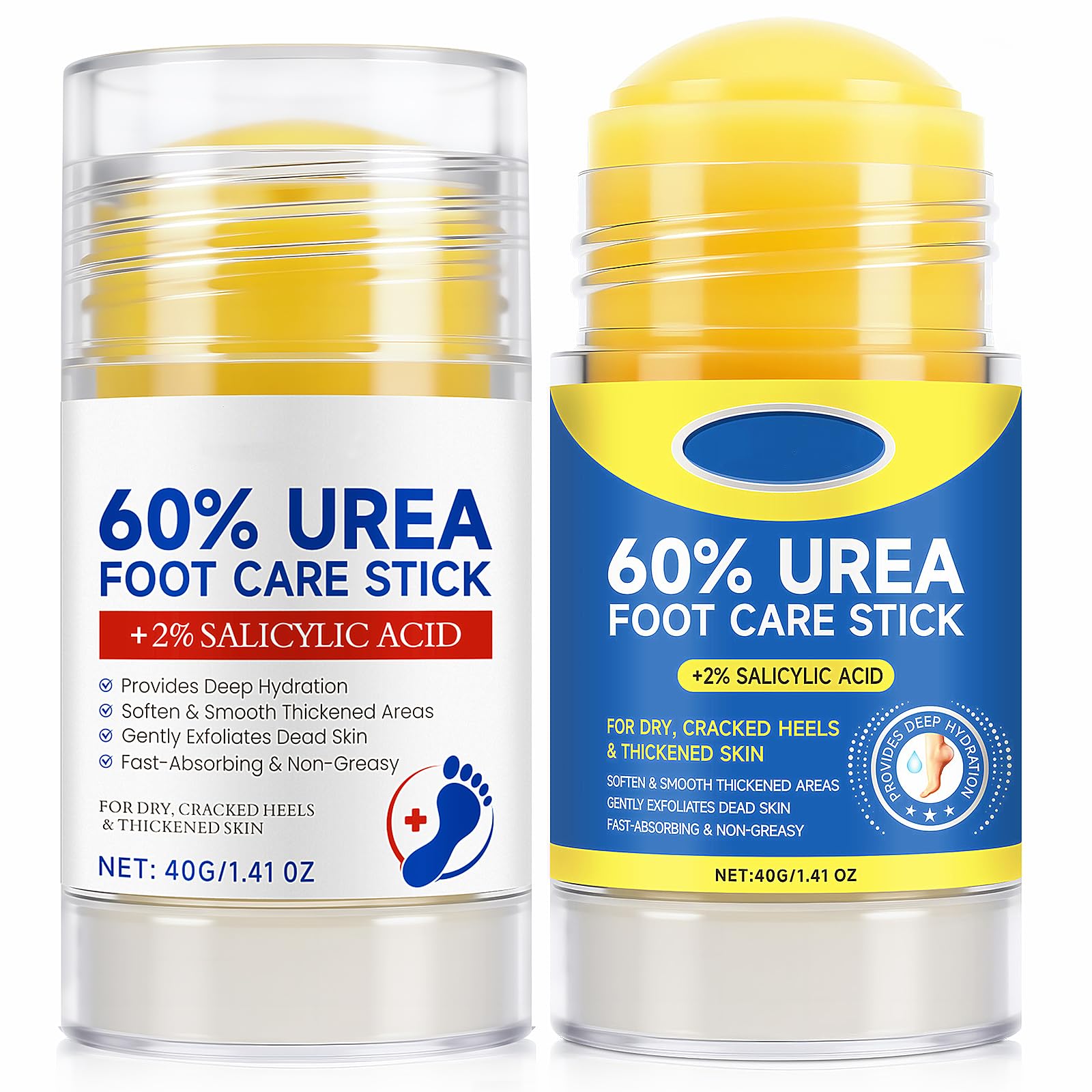 Loobexery 2 Pcs 60% Urea with 2% Salicylic Acid Foot Care Stick, Urea Foot Cream for Cracked Feet, Repairs Dry Rough Heels Fast, Foot Lotion Moisturizer for Dead Skin, Hydrating Heel Balm - dailyvitalstore