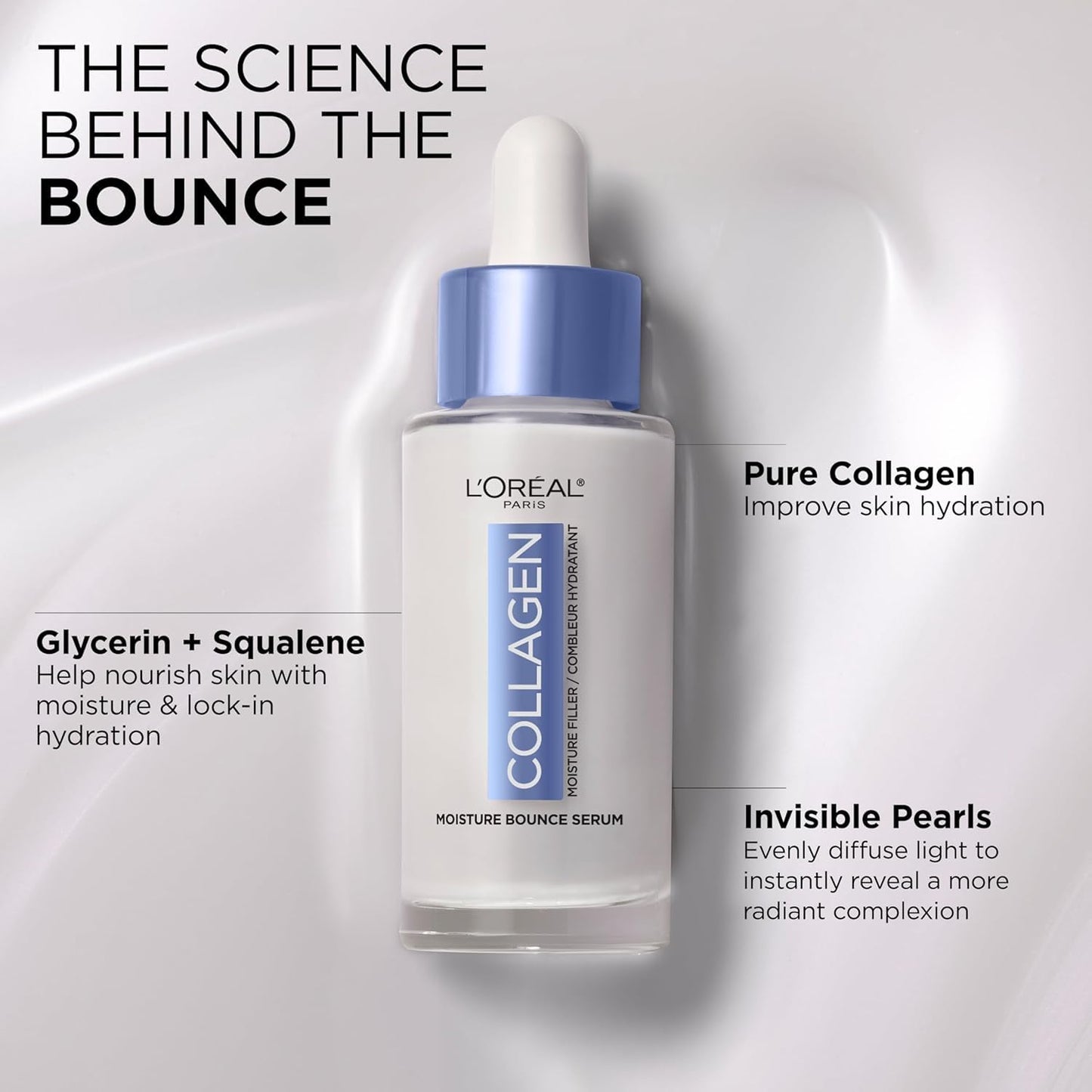 L'Oreal Paris Collagen Moisture Filler Moisture Bounce Face Serum, Glow Serum with Collagen, Glycerin, and Squalane for Bouncy - dailyvitalstore