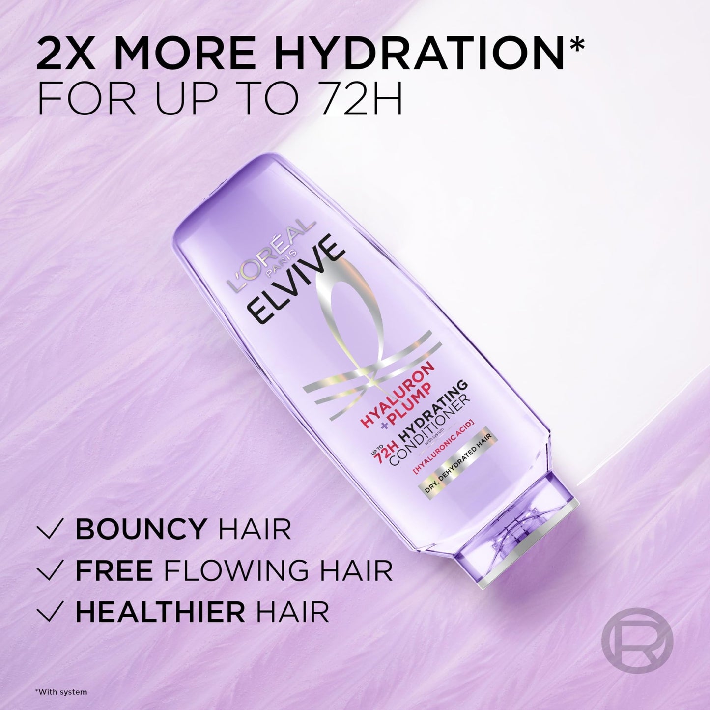 L'Oreal Paris Elvive Hyaluron Plump Hydrating Conditioner for Dehydrated, Dry Hair Infused with Hyaluronic Acid Care Complex, Paraben-Free, 12.6 Fl Oz - dailyvitalstore