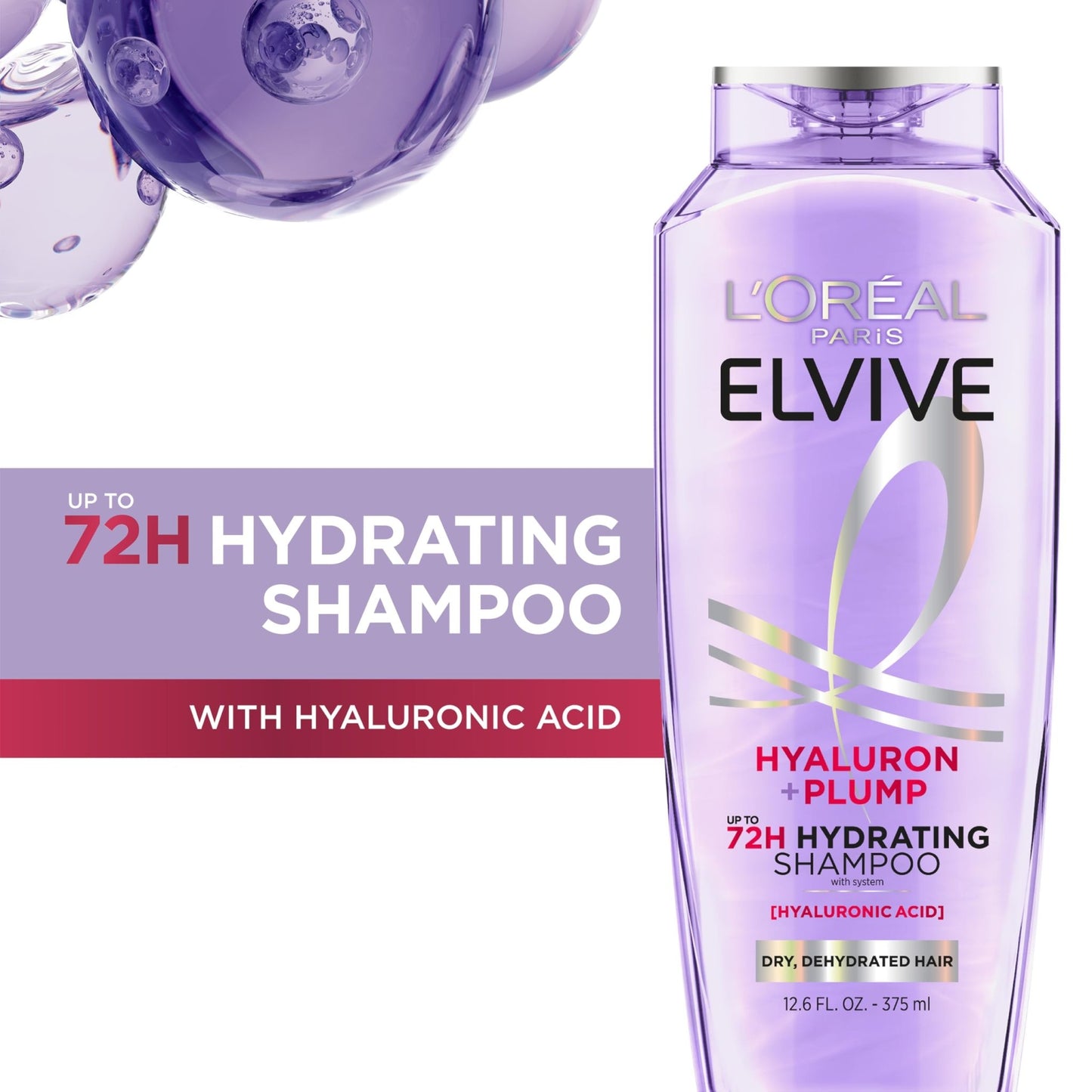 L'Oreal Paris Elvive Hyaluron Plump Hydrating Shampoo for Dehydrated, Dry Hair Infused - dailyvitalstore