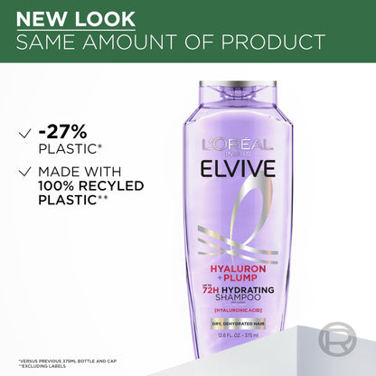 L'Oreal Paris Elvive Hyaluron Plump Hydrating Shampoo for Dehydrated, Dry Hair Infused - dailyvitalstore