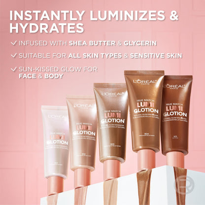 L'Oreal Paris Makeup True Match Lumi Glotion, Natural Glow Enhancer, Illuminator Highlighter, Bronzing Drops For a Sun-Kissed Glow, 903 Medium - dailyvitalstore
