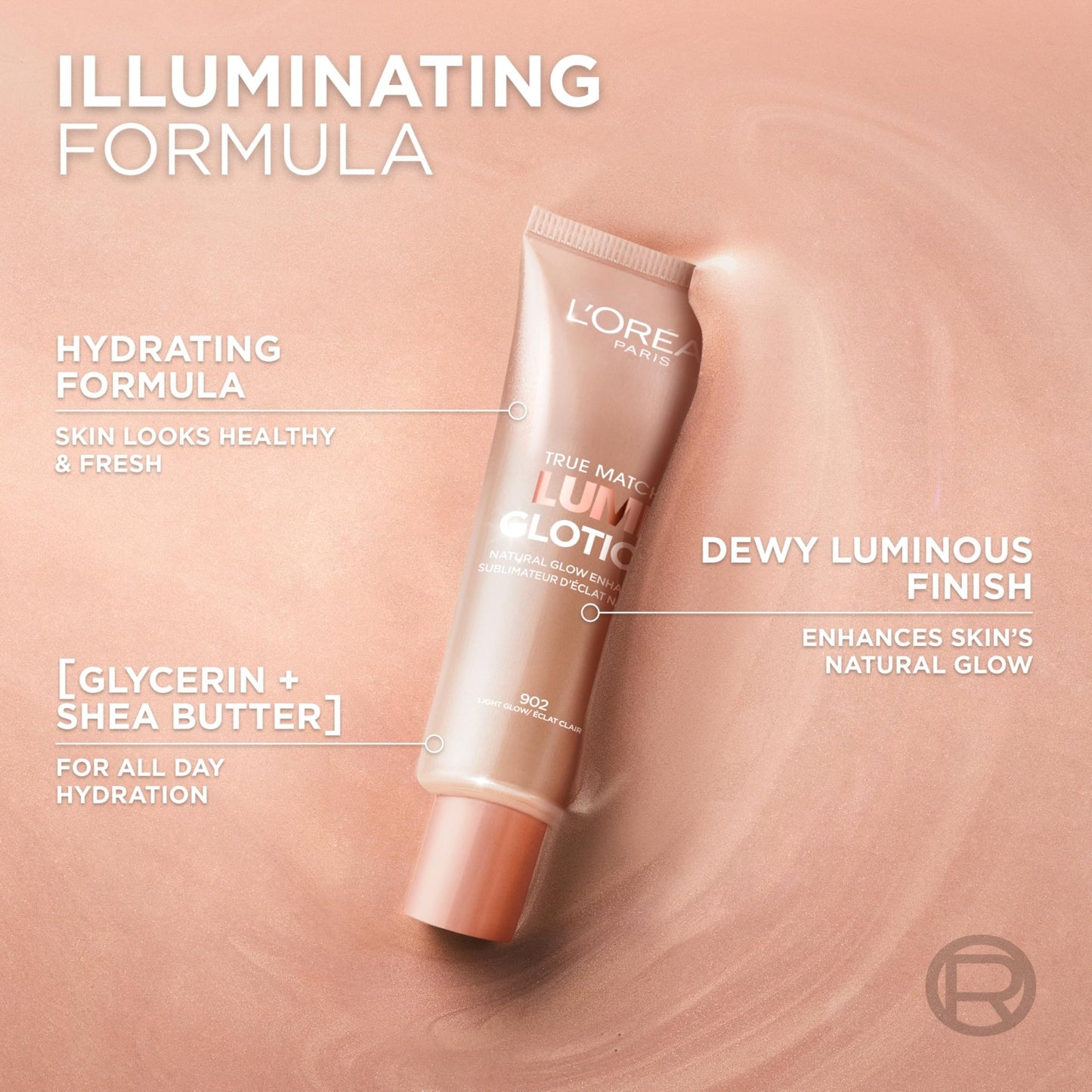 L'Oreal Paris Makeup True Match Lumi Glotion, Natural Glow Enhancer, Illuminator Highlighter, Bronzing Drops For a Sun-Kissed Glow, 903 Medium - dailyvitalstore