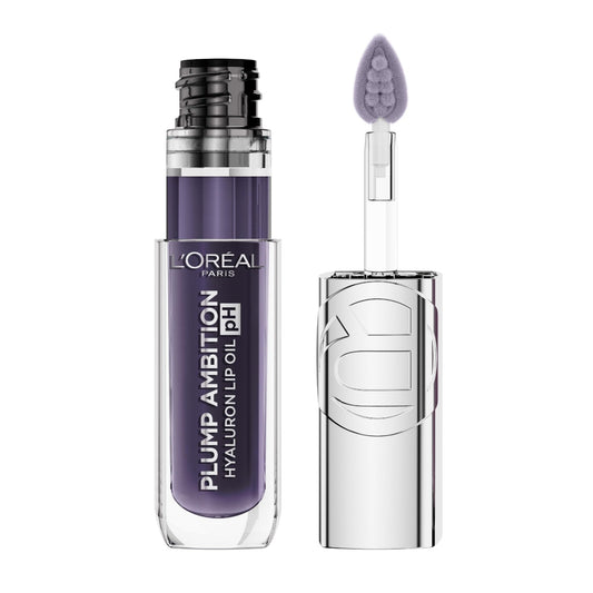 L'Oreal Paris Plump Ambition pH Hyaluron Lip Oil, Color Shifting Lip Tint with 24HR Hydration, Volumizing Shine and Lasting Color, 090 pH Berry Noir - dailyvitalstore