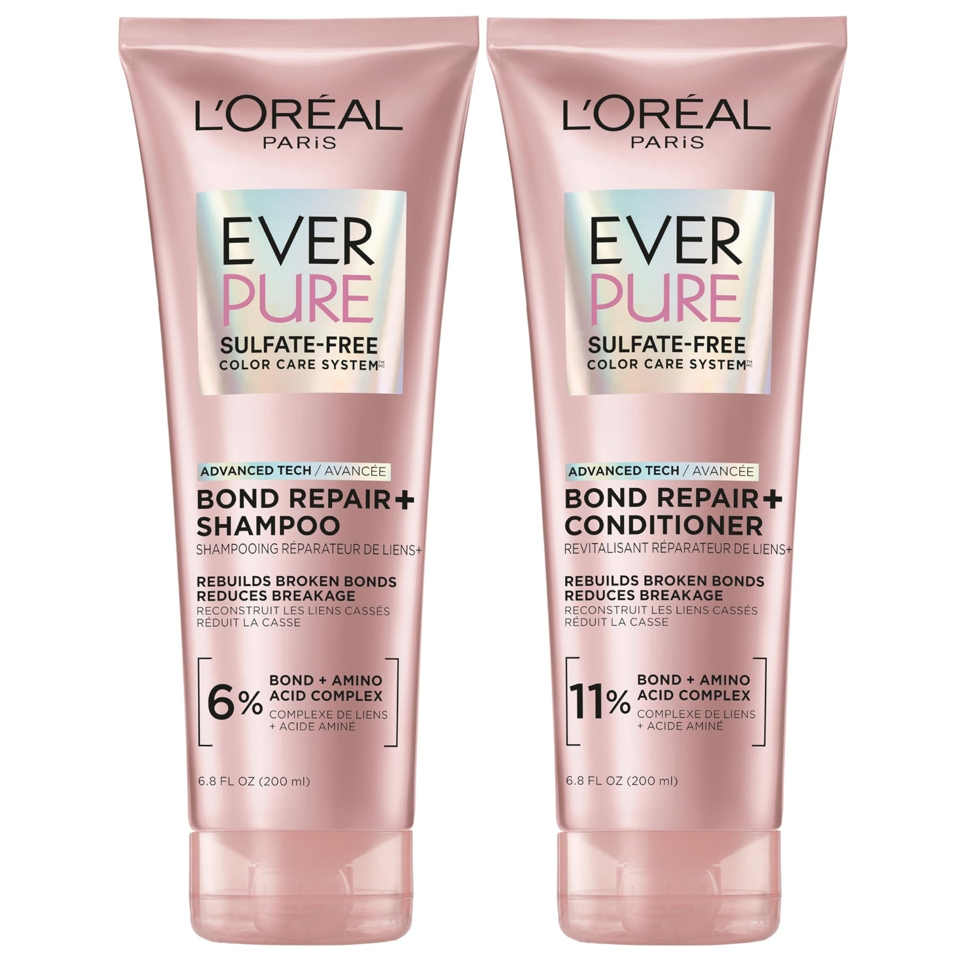 L'Oreal Paris Sulfate Free Bond Repair+ Shampoo and Conditioner Set with Bond + Amino Acid Complex, Strengthens and Repairs Damaged or Color Treated Hair, - dailyvitalstore