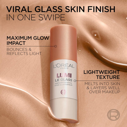 L'Oreal Paris True Match Lumi Le Glass Highlighter Stick, Reflective, Translucent, Glassy Highlighter for Face and Body, 620 Pink Ballet, 0.17 Oz - dailyvitalstore