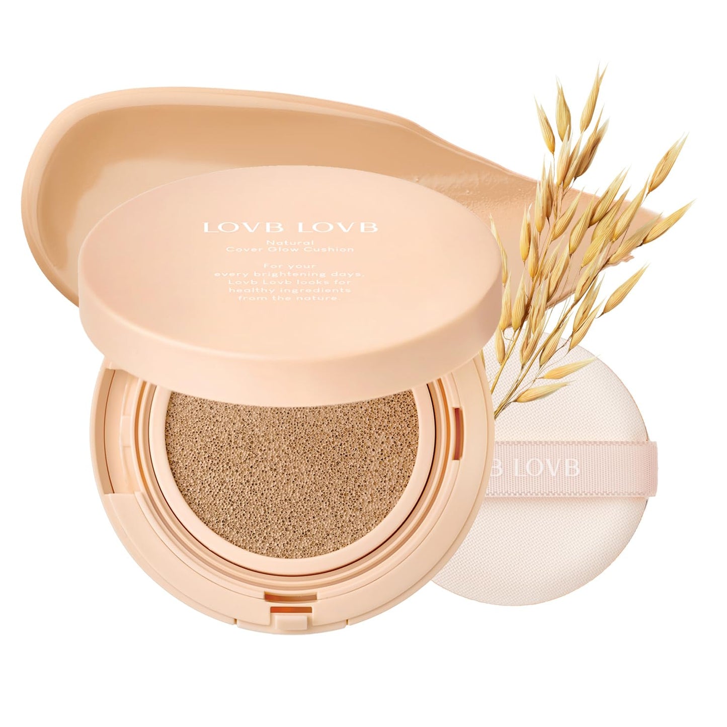 LOVB LOVB Natural Cover Glow Cushion Foundation | Satin Radiant Finish | Korean Foundation Makeup | Long-Lasting Natural Coverage | for All Skin Types 0.42 oz. (23N Natural Beige) - dailyvitalstore
