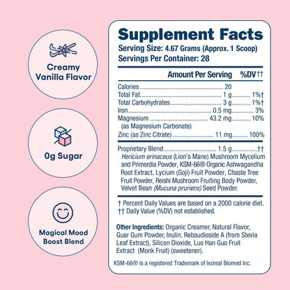 Love Sweat Fitness Mood & Stress Support Supplement for Women | Ashwagandha, B Vitamins & Magnesium Powder | Focus, Calm & Balance | Miss Congeniality Vanilla | Vegan, Non-GMO | 28 Servings - dailyvitalstore