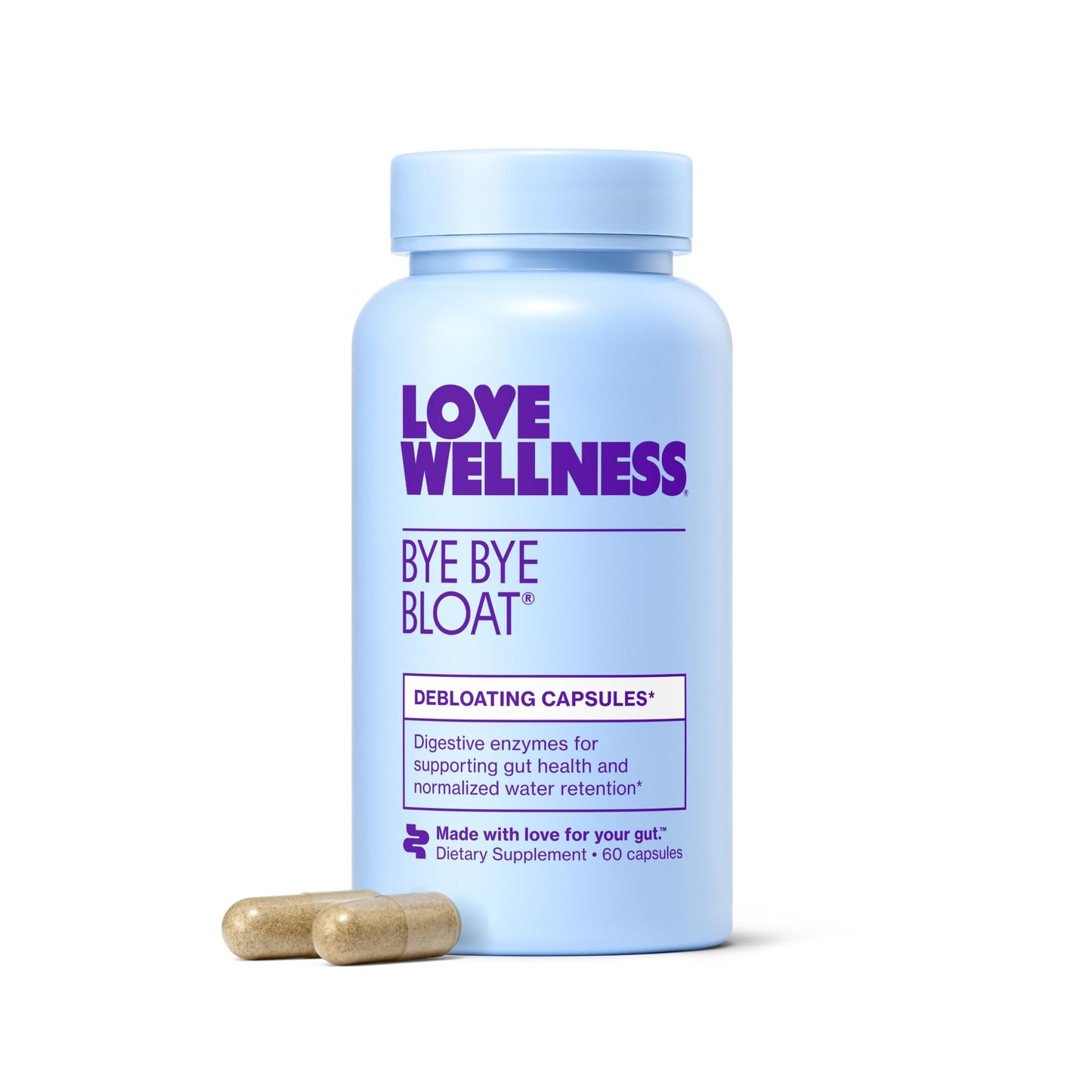 Love Wellness Bye Bye Bloat | Digestive Enzymes for Fast Acting Bloating Relief for Women | Helps Reduce Water Retention & Gas Relief | Supports Digestive Health with Fenugreek & Dandelion | 60 Count - dailyvitalstore