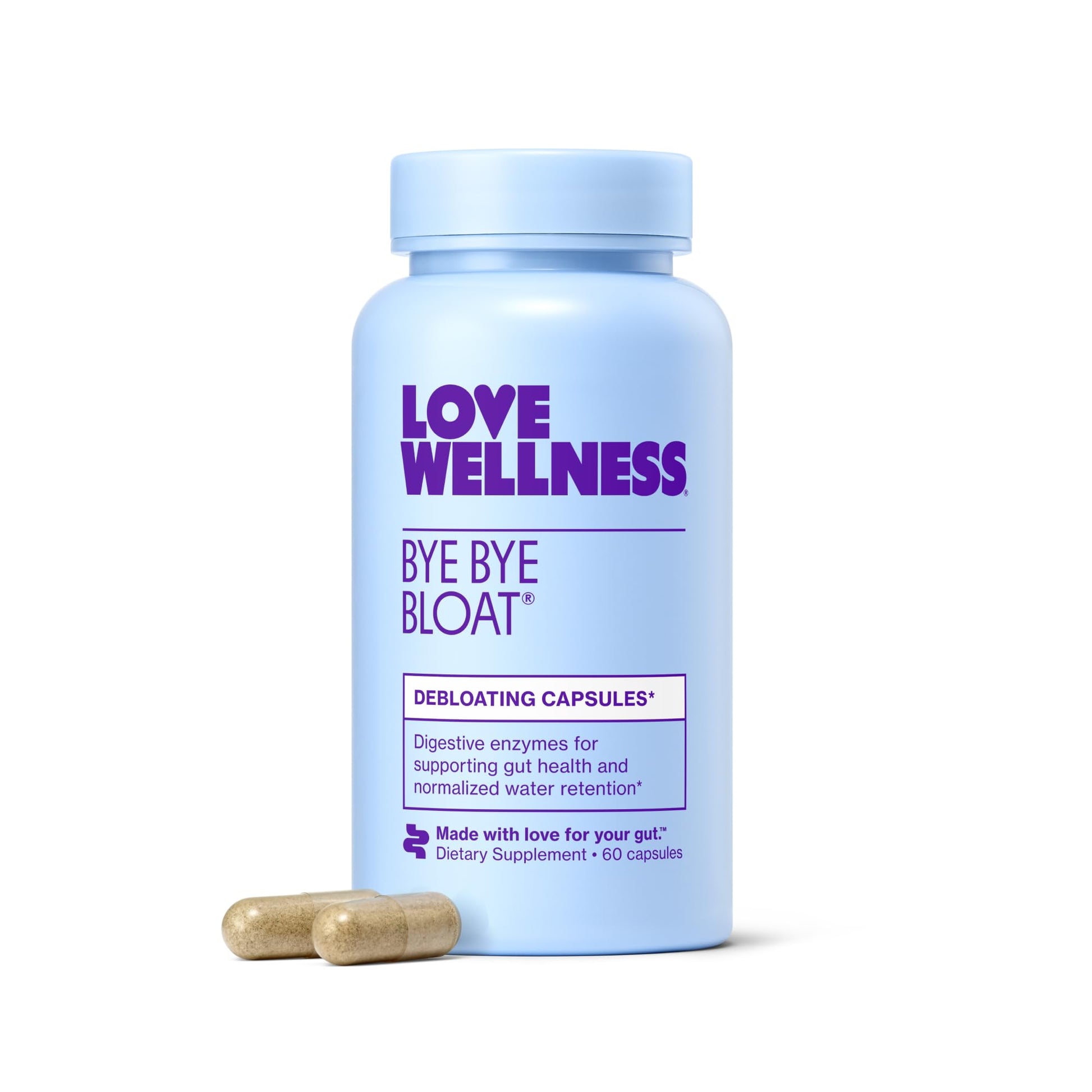 Love Wellness Bye Bye Bloat | Digestive Enzymes for Fast Acting Bloating Relief for Women | Helps Reduce Water Retention & Gas Relief | Supports Digestive Health with Fenugreek & Dandelion | 60 Count - dailyvitalstore