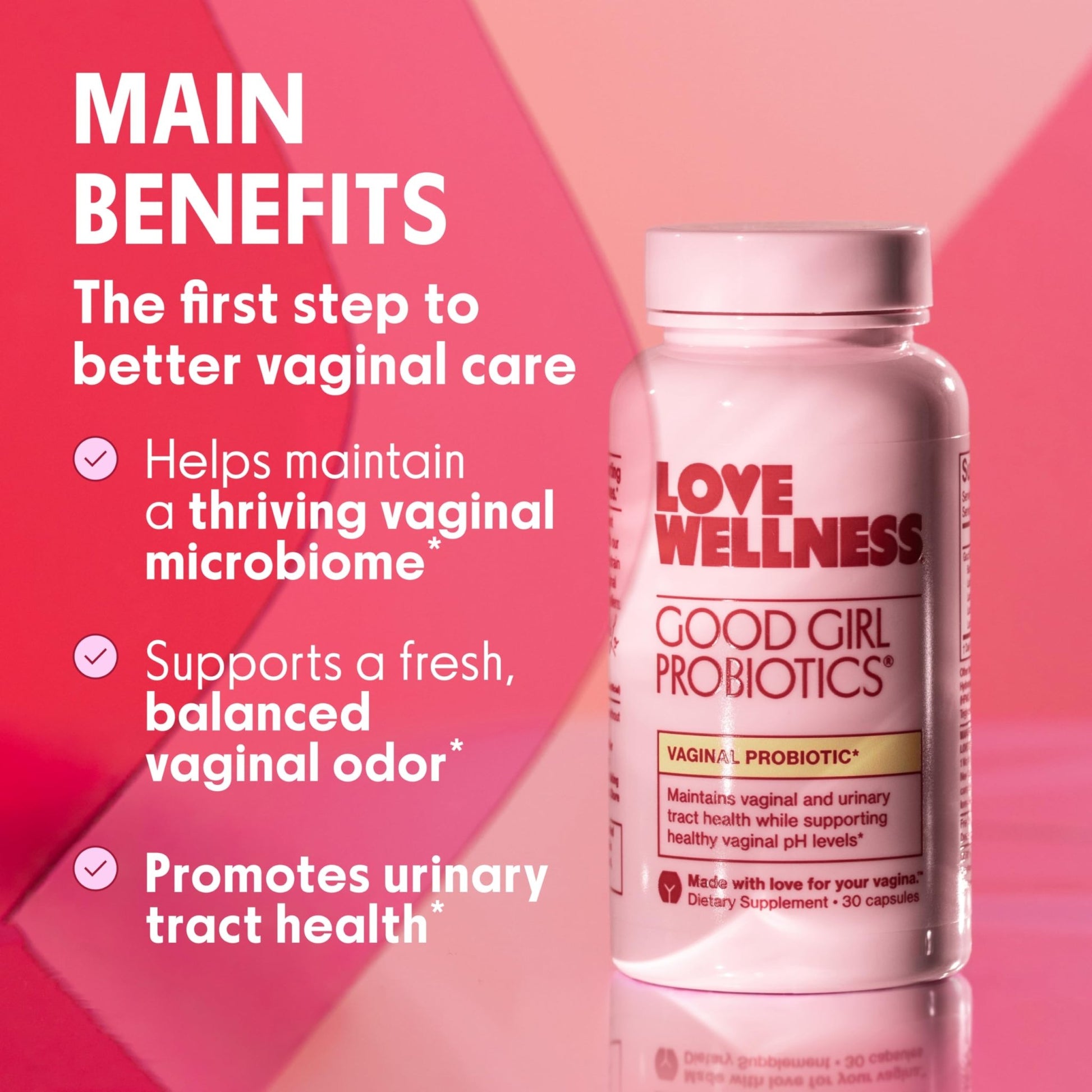 Love Wellness Good Girl Probiotics | Women’s Vaginal Health & pH Balance Supplement | 9-Strain Probiotic for Urinary Tract, Yeast, Odor & Immune Support | Gluten-Free (60-Day Supply) - dailyvitalstore