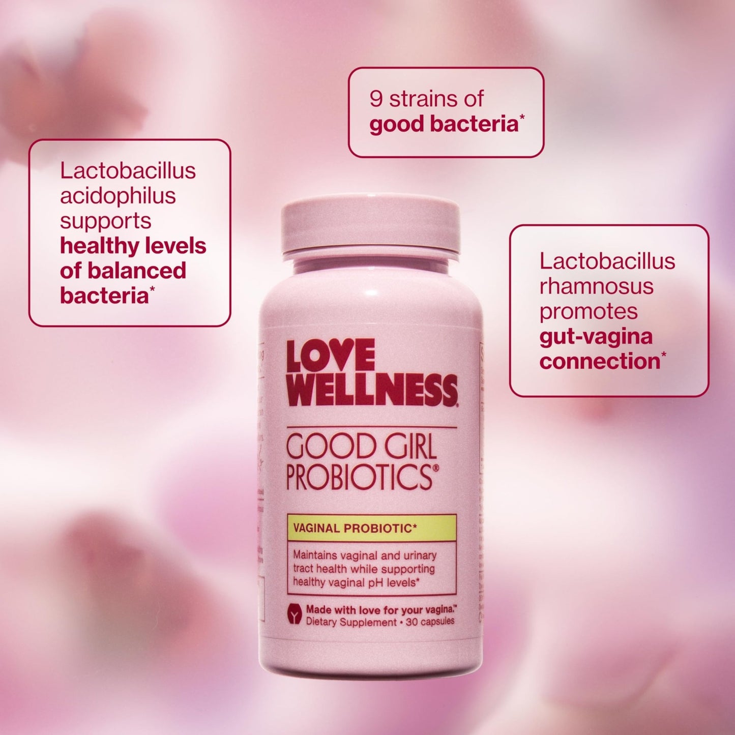 Love Wellness Good Girl Probiotics | Women’s Vaginal Health & pH Balance Supplement | 9-Strain Probiotic for Urinary Tract, Yeast, Odor & Immune Support | Gluten-Free (60-Day Supply) - dailyvitalstore