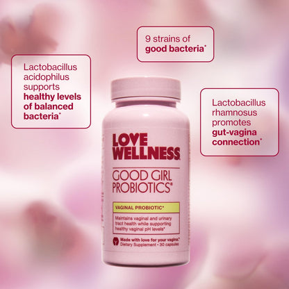Love Wellness Good Girl Probiotics | Women’s Vaginal Health & pH Balance Supplement | 9-Strain Probiotic for Urinary Tract, Yeast, Odor & Immune Support | Gluten-Free (60-Day Supply) - dailyvitalstore