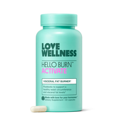 Love Wellness Hello Burn Activate | Support Visceral Fat Burn with HT BPL1 Postbiotic | Supports Healthy Waist Circumference, Longevity and Metabolic Wellness | 30 Count - dailyvitalstore