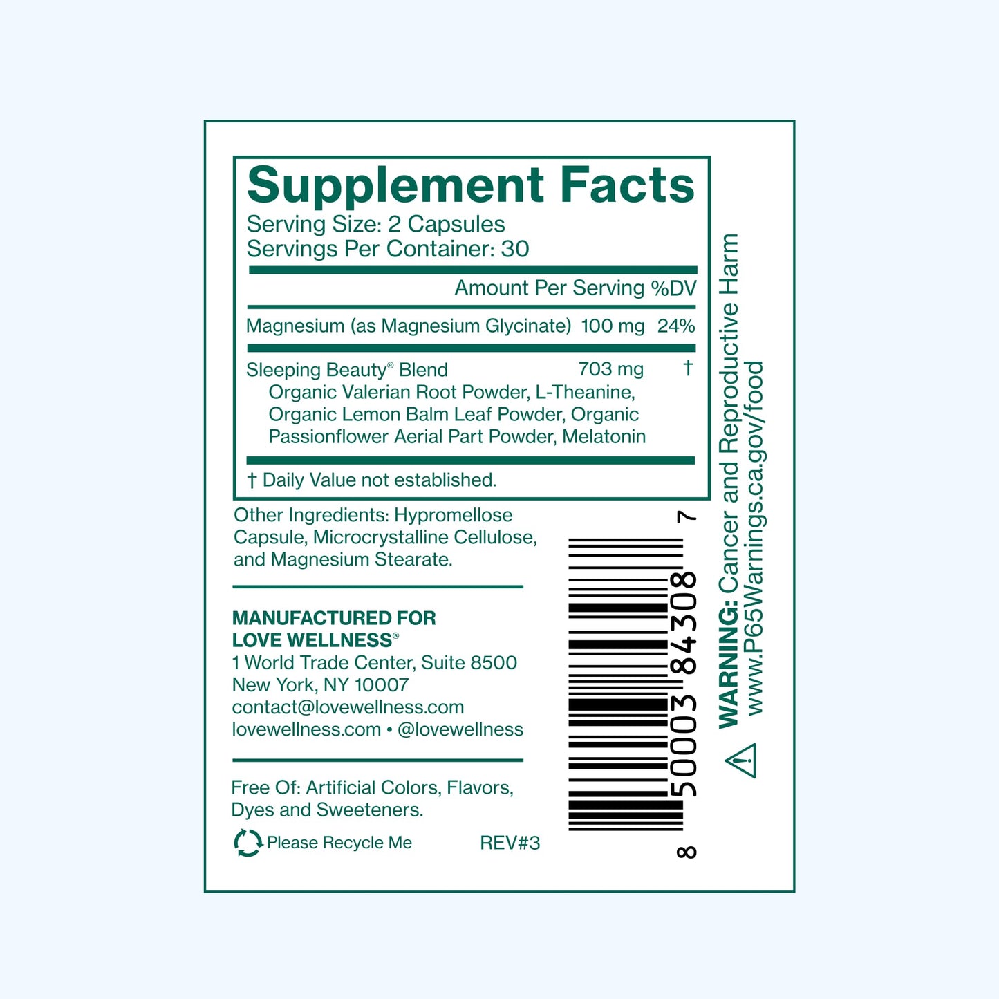 Love Wellness Sleeping Beauty | Sleep Support with Melatonin, Magnesium & L-Theanine | Promotes Restful Sleep, Relaxation & Calmness | Organic Valerian Root Powder & Lemon Balm | 60 Count - dailyvitalstore
