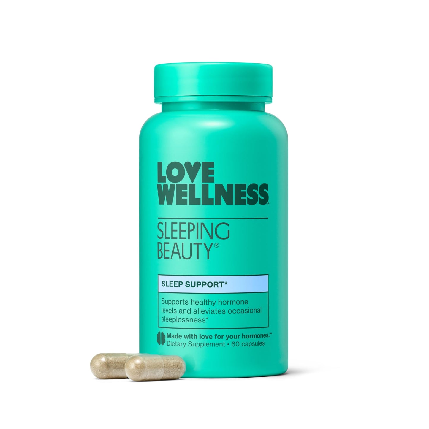 Love Wellness Sleeping Beauty | Sleep Support with Melatonin, Magnesium & L-Theanine | Promotes Restful Sleep, Relaxation & Calmness | Organic Valerian Root Powder & Lemon Balm | 60 Count - dailyvitalstore
