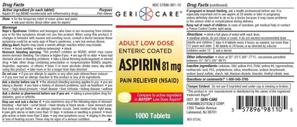 Low dose Baby Aspirin 81mg for Adults. (NSAID) | Made in USA | (Value Pack 1,000 Enteric Coated Tablets) - dailyvitalstore