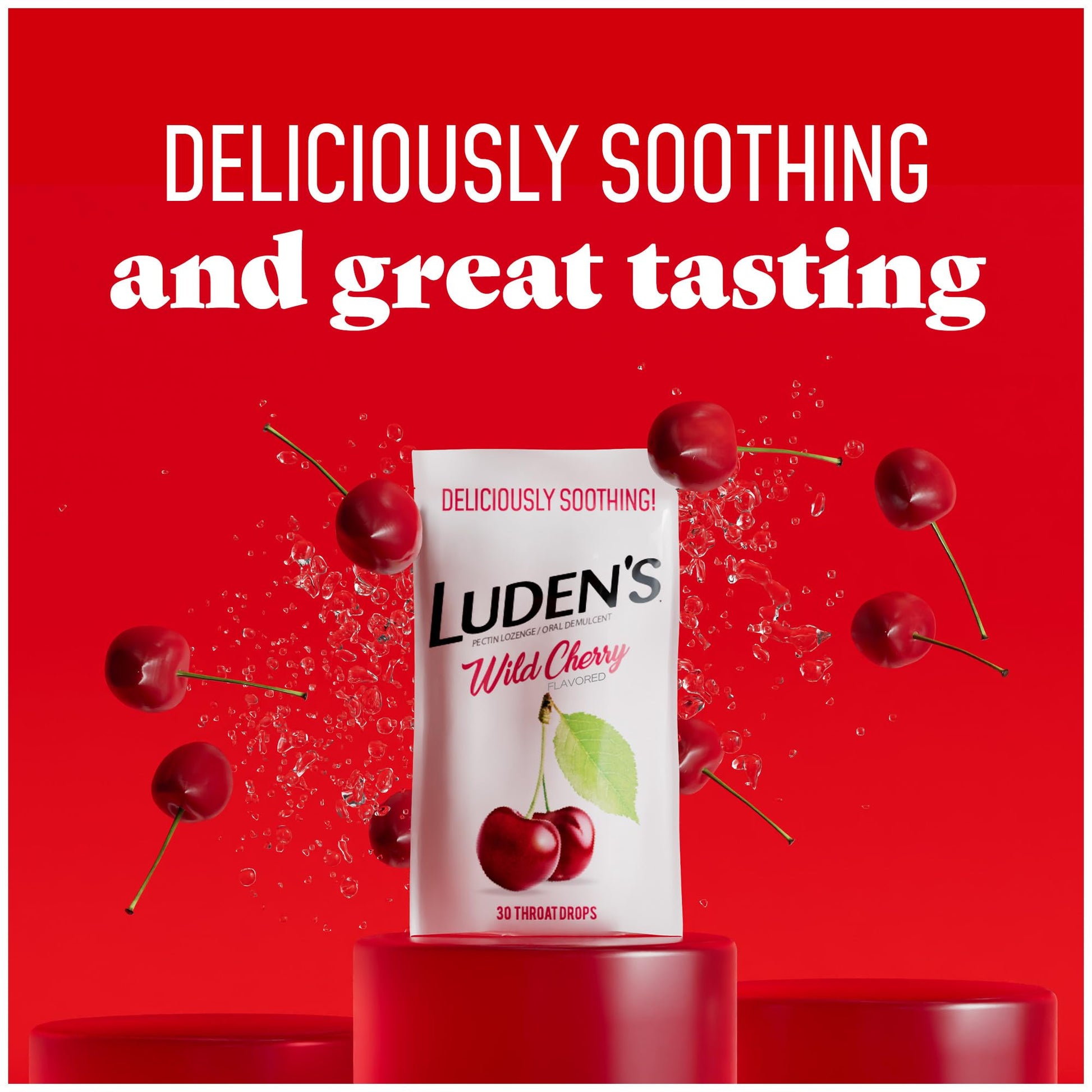 Luden's Sore Throat Relief Lozenges for Minor Everyday Irritation & Dry Mouth, Wild Cherry Flavored Drops, 30 Count - dailyvitalstore