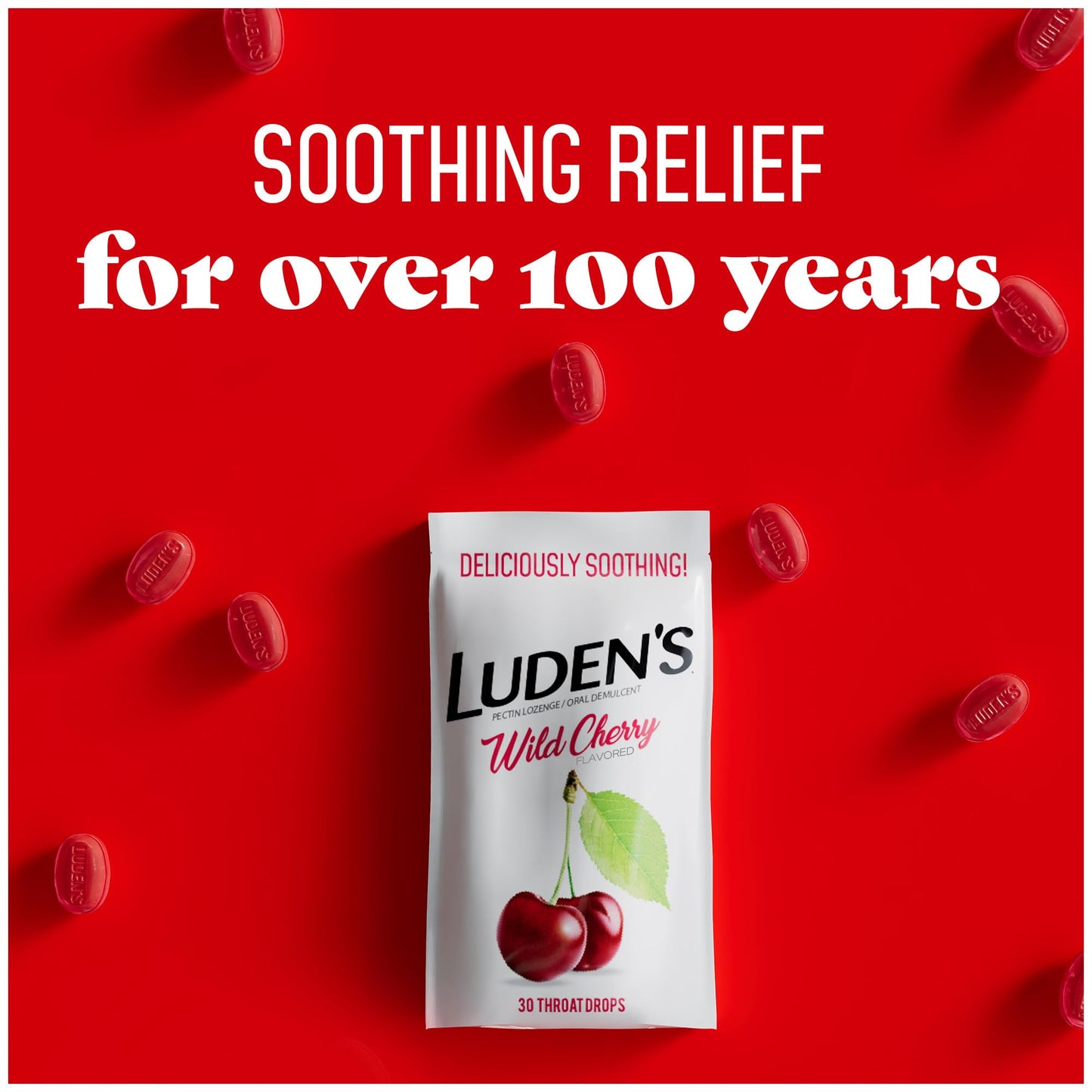 Luden's Sore Throat Relief Lozenges for Minor Everyday Irritation & Dry Mouth, Wild Cherry Flavored Drops, 30 Count - dailyvitalstore