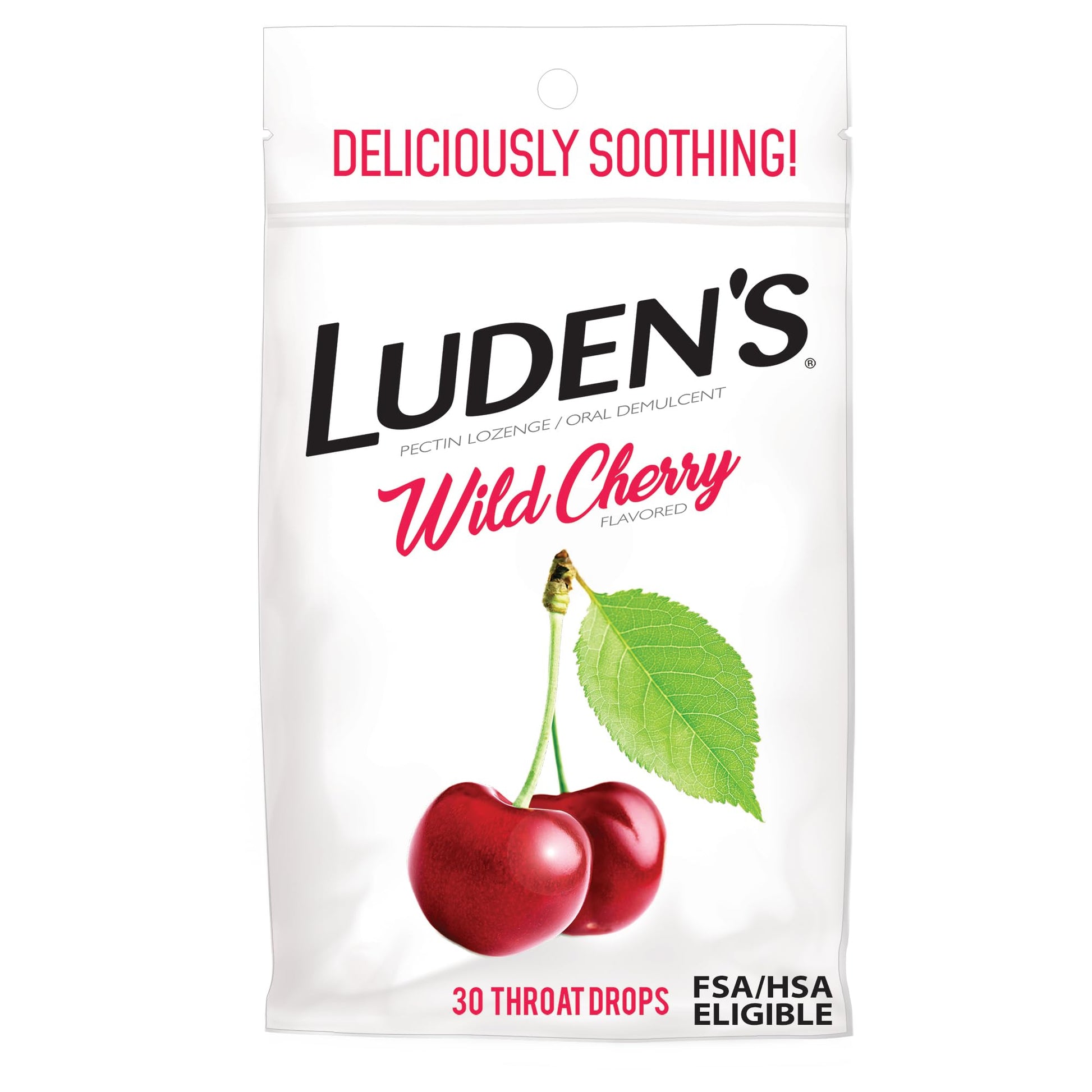 Luden's Sore Throat Relief Lozenges for Minor Everyday Irritation & Dry Mouth, Wild Cherry Flavored Drops, 30 Count - dailyvitalstore