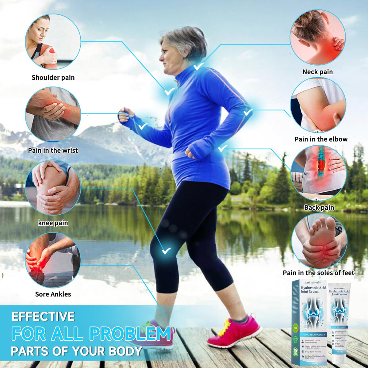 Luhaka ArthroHeal Hyaluronic Acid Joint R-epair Cream,ArthroHeal Joint Cream,Quickly relieve joint discomfort, Quickly relieve joint discomfort, suitable for joint activities throughout the body (1) - dailyvitalstore