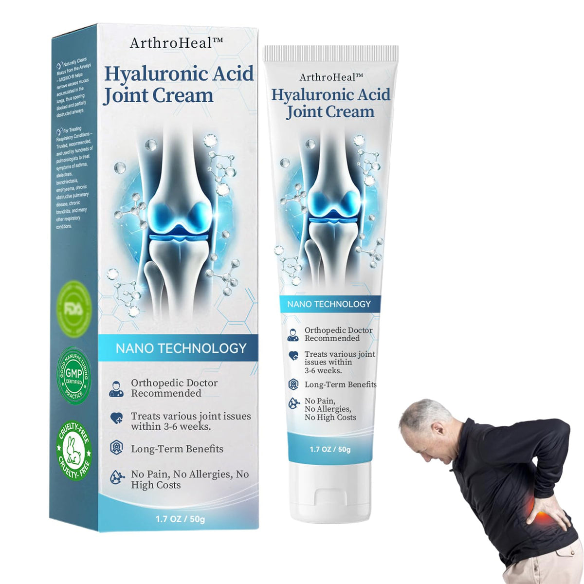 Luhaka ArthroHeal Hyaluronic Acid Joint R-epair Cream,ArthroHeal Joint Cream,Quickly relieve joint discomfort, Quickly relieve joint discomfort, suitable for joint activities throughout the body (1) - dailyvitalstore