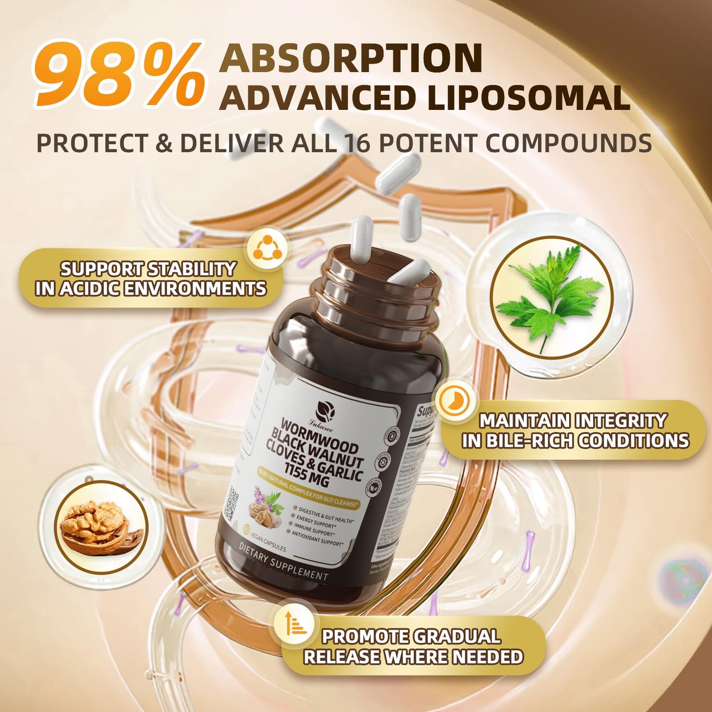 Lukaree 16-in-1 Wormwood Black Walnut Clove Cleanse for Humans – Natural Gut Detox & Digestive Health with Pumpkin Seeds Garlic Oregano Turmeric, Liposomal Tech - dailyvitalstore