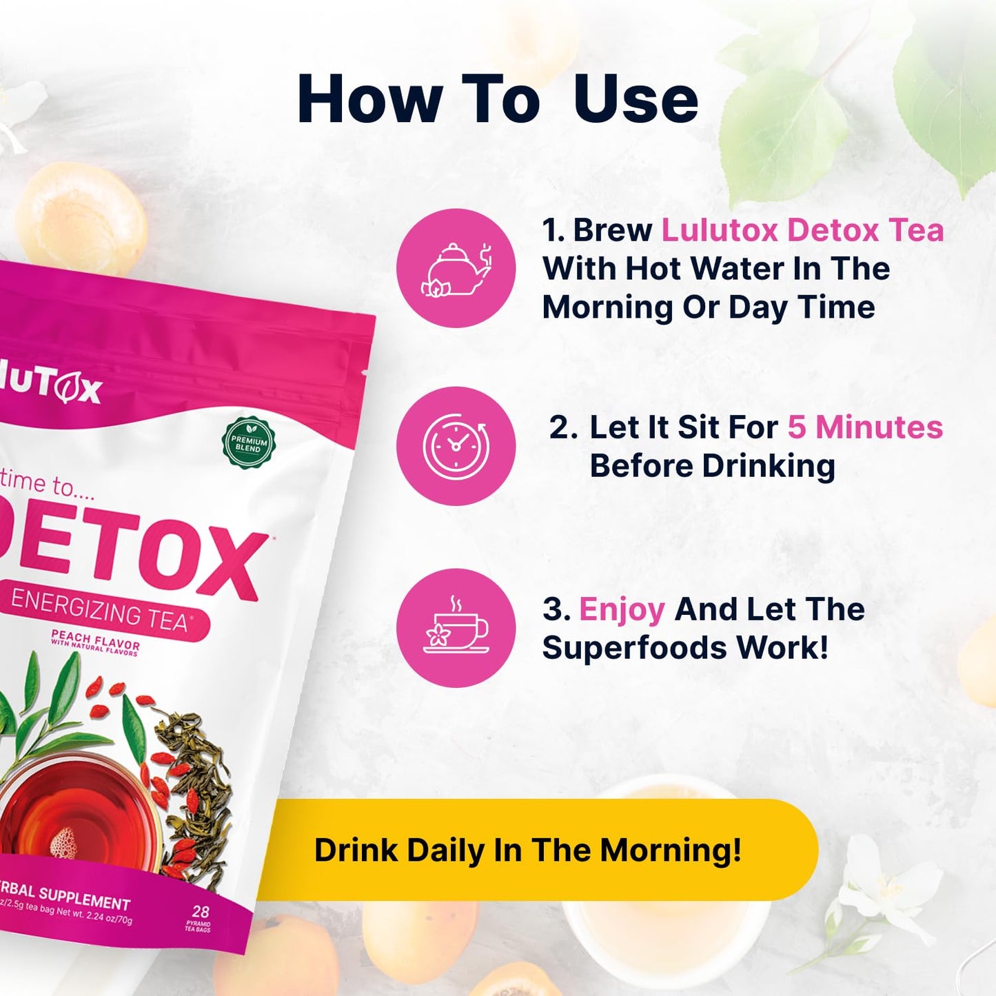 LULUTOX Detox Tea - Herbal Blend with Dandelion, Ginseng, and Ginger - Supports A Healthy Weight, Digestive Health - Vegan, All Natural, - dailyvitalstore