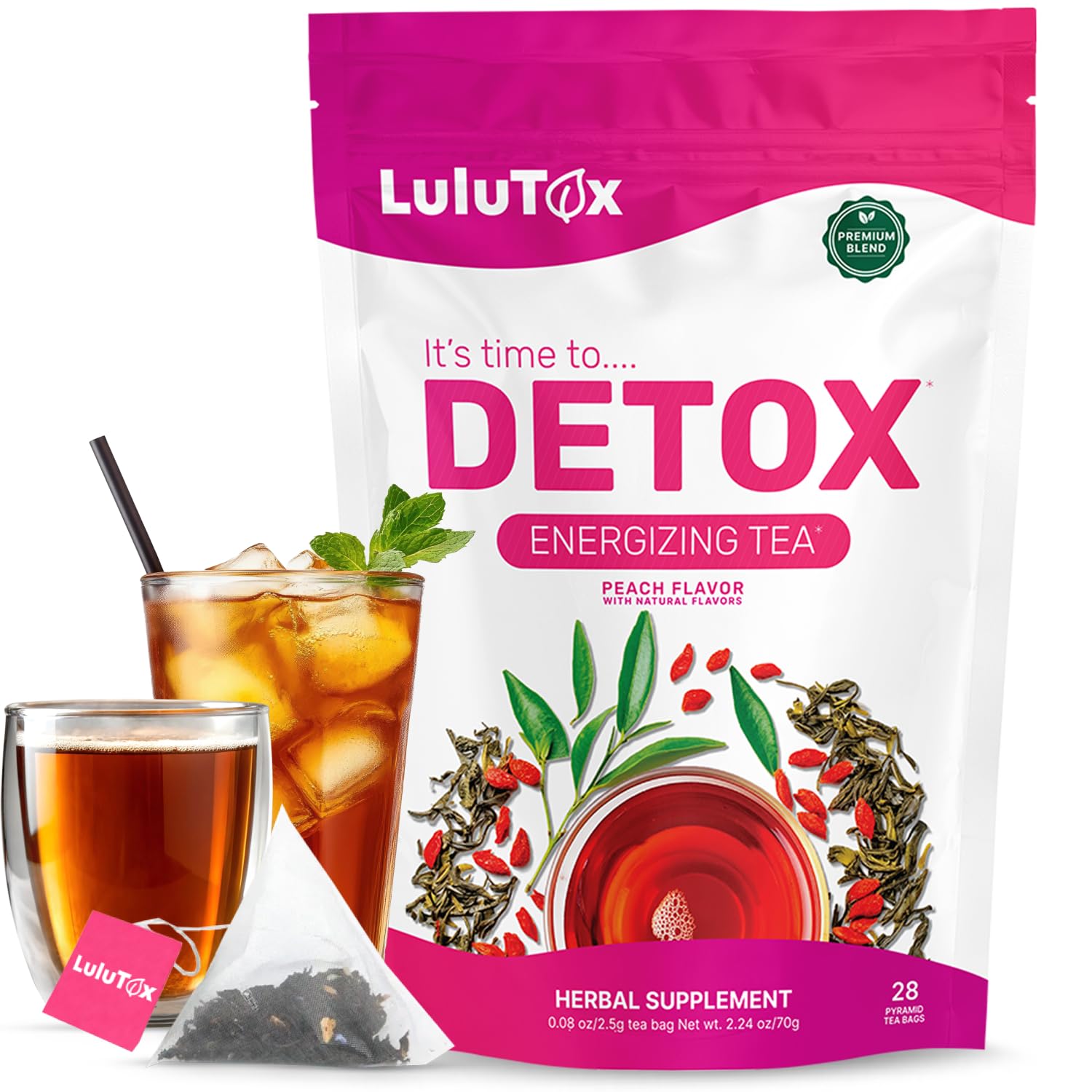 LULUTOX Detox Tea - Herbal Blend with Dandelion, Ginseng, and Ginger - Supports A Healthy Weight, Digestive Health - Vegan, All Natural, - dailyvitalstore