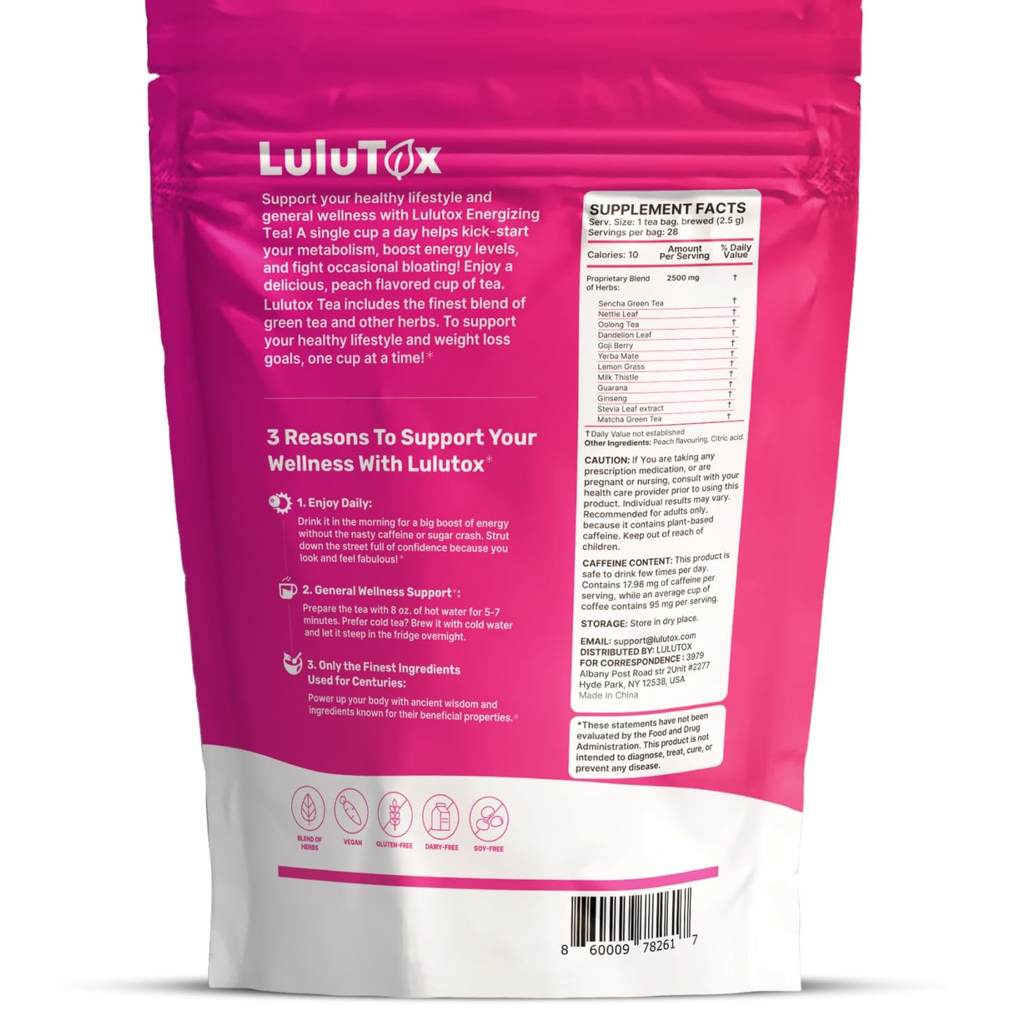 LULUTOX Detox Tea - Herbal Blend with Dandelion, Ginseng, and Ginger - Supports A Healthy Weight, Digestive Health - Vegan, All Natural, - dailyvitalstore