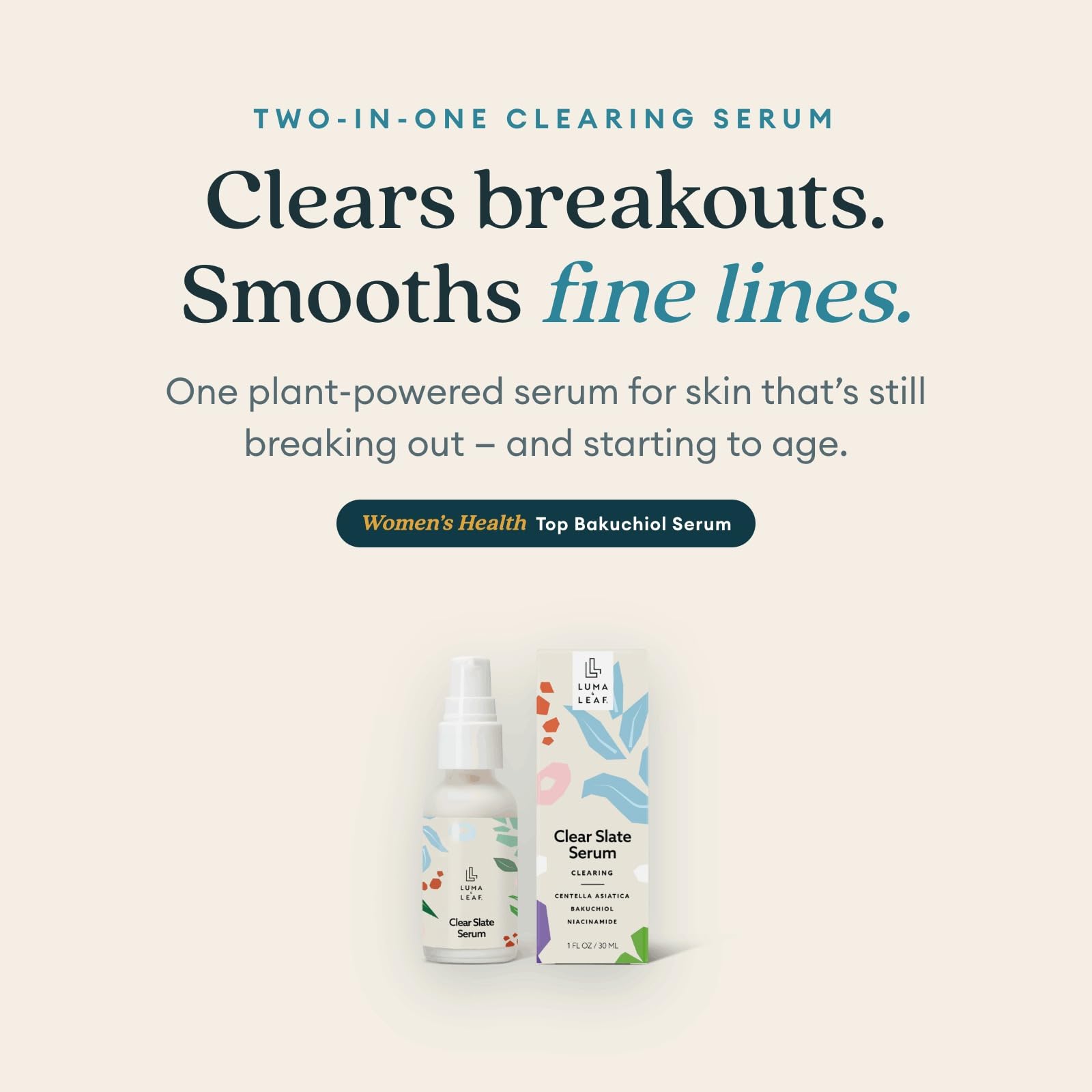 LUMA & LEAF Clear Slate Niacinamide Serum for Face – Redness & Acne Relief with Bakuchiol & Aloe Vera – Hydrating Vegan Daily - dailyvitalstore