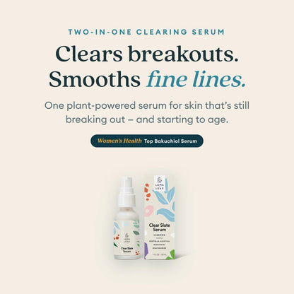 LUMA & LEAF Clear Slate Niacinamide Serum for Face – Redness & Acne Relief with Bakuchiol & Aloe Vera – Hydrating Vegan Daily - dailyvitalstore