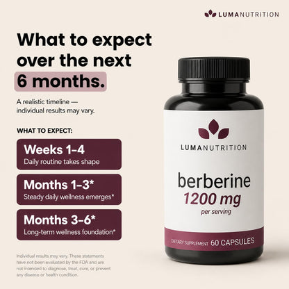 Luma Nutrition Berberine Supplement - HCL 1200mg Per Serving - 97% HCl - Vegan, Gluten Free - 60 Capsules - dailyvitalstore