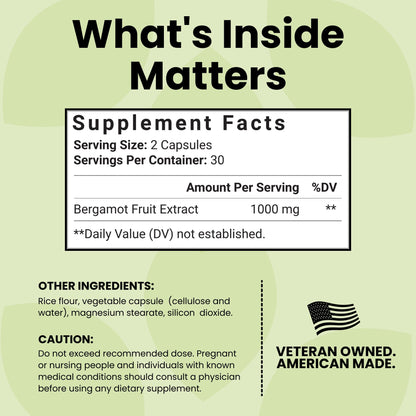 Luma Nutrition Citrus Bergamot 1000mg Per Serving - Citrus Bergamot Supplement - Heart Health Support - Made in the USA - Veteran Owned - 60 Capsules, 30 Servings (Pack of 2) - dailyvitalstore