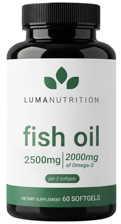 Luma Nutrition Omega 3 Fish Oil Supplement - Extra Strength 2500mg Per Serving - 2000mg EPA & DHA Per Serving - dailyvitalstore