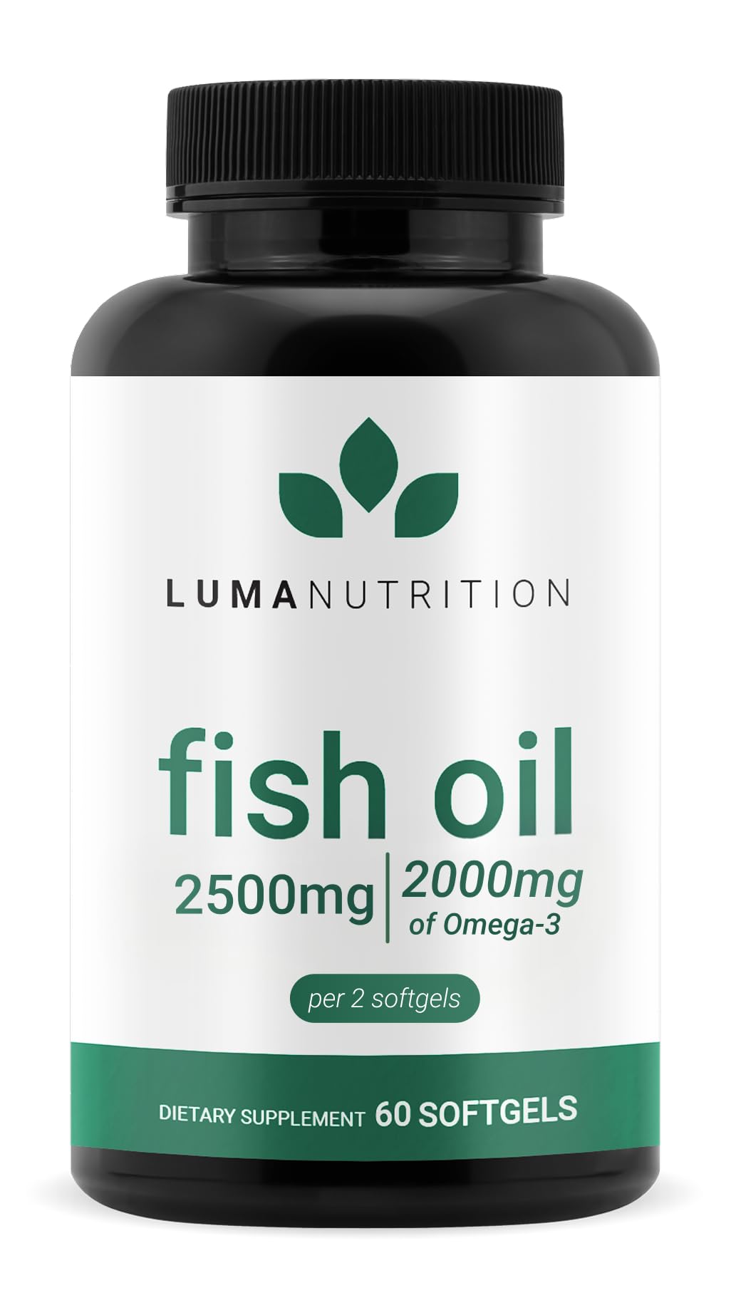 Luma Nutrition Omega 3 Fish Oil Supplement - Extra Strength 2500mg Per Serving - 2000mg EPA & DHA Per Serving - Brain and Heart Health - 60 Softgels, 30 Servings - dailyvitalstore